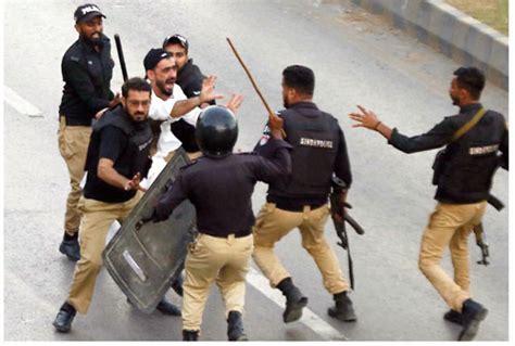 Karachi Police Fire Teargas Baton Charge PTI Protestors Pakistan