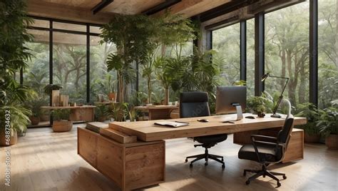 nature inspired office space Stock Photo | Adobe Stock