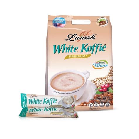 Kopi Luwak White Koffee Premium Less Sugar 20 Sachet X 20 Gm 2 Packs