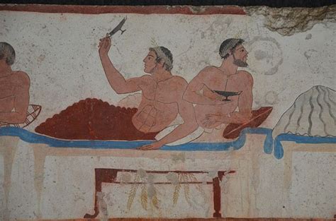 File Detail From Lateral Walls Of The Tomb Of The Diver Depicting A