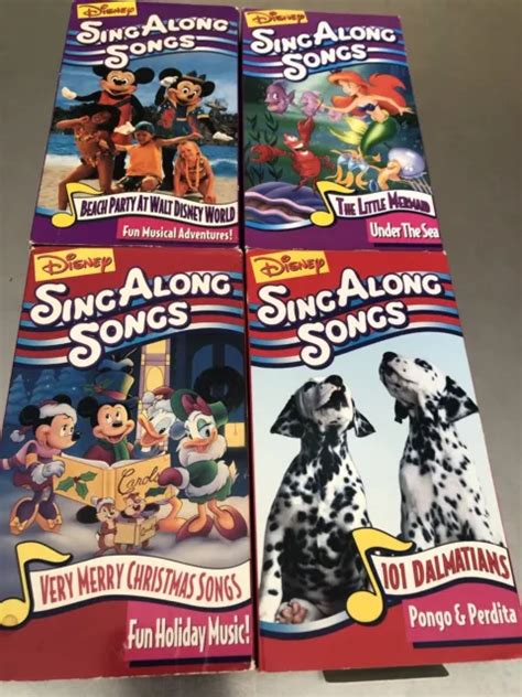 LOT DE 4 chansons VHS Disney Sing Along Beach Party Pongo Sirène