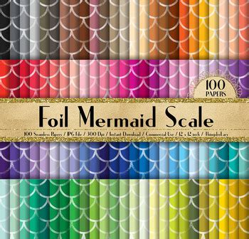 100 Seamless Foil Mermaid Scale Digital Papers 12 X 12 Inch By ThingsbyLary