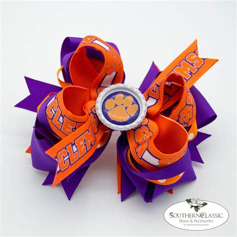 Clemson Tigers Game Day Hair Bow Stacked Boutique Hair Bow Etsy