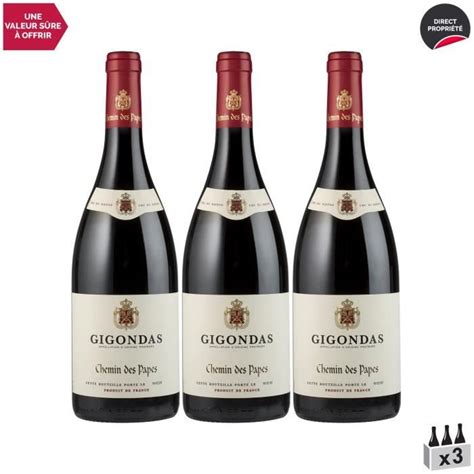 Gigondas Rouge 2020 Lot De 3x75cl Chemin Des Papes Vin Aoc Rouge