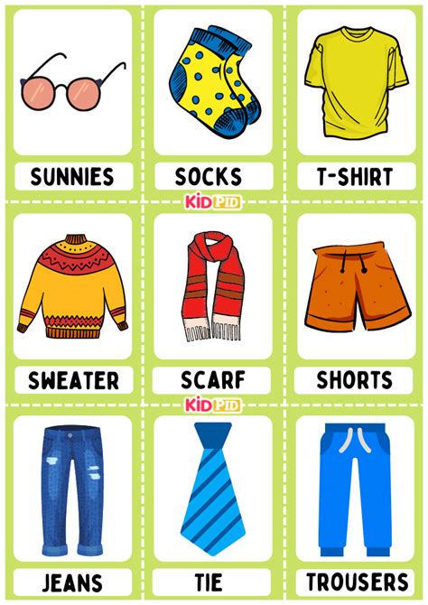 Clothes We Wear Flashcard Sheets Kidpid