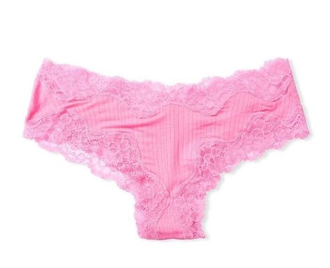 Victorias Secret Ribbed Lace Cheeky Panty Hollywood Pink M Nwt Ebay