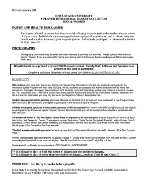 Fillable Online Player Intramural Basketball Rules Fax Email Print