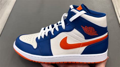 Jordan 1 Mid Knicks Blue Orange Shoes Youtube