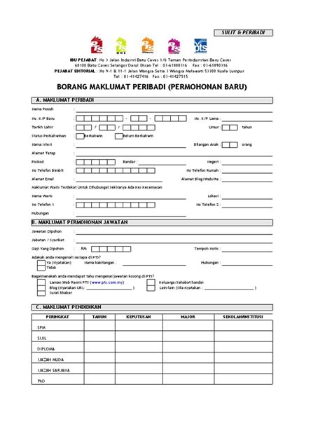 Borang Permohonan Jawatan Pdf