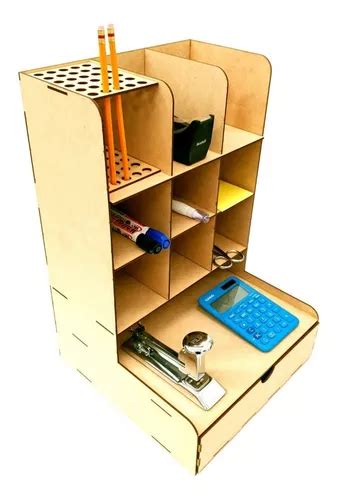 Organizador De Escritorio Mdf 3mm Con Cajón Grande