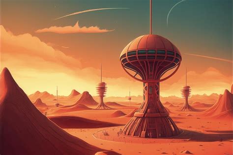 Premium AI Image | Scifi construction in a desert landscape Fantasy concept Illustration ...