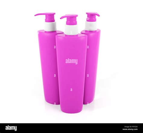 Pink Shampoo Bottles Isolated On White Background Stock Photo Alamy