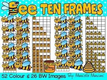 BEE TEN FRAMES SPRING TEN FRAMES CLIPART By Marcelle S KG Zone TpT