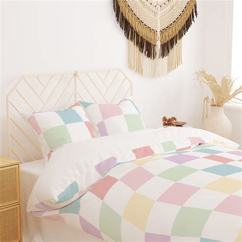 Pastel Duvet Cover For Girls Checkered Room Decor Pastel Dorm Decor