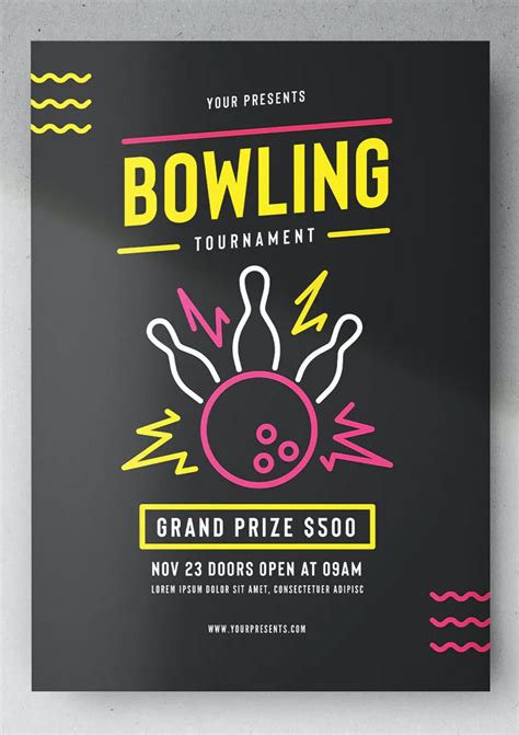 Bowling tournament poster template design with bowling ball – Artofit