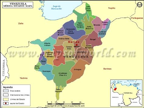 Mapa Del Estado Merida Merida Venezuela Merida Travel Venezuela