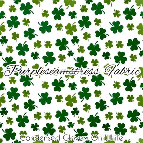 Condensed Clovers On White Cotton Lycra Purpleseamstress Fabric