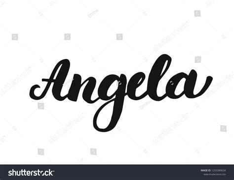 Female Name Angela Handwritten Lettering Black Vector De Stock Libre