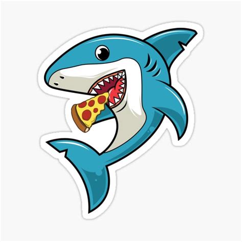 Shark Eating Pizza Funny For Pizza Lovers Sticker For Sale By Art Of