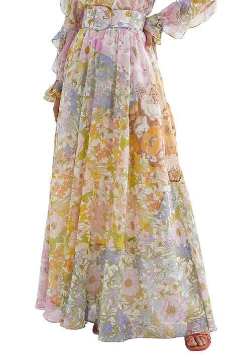 Zimmermann Super Eight Belted Floral Print Cotton And Silk Blend Voile