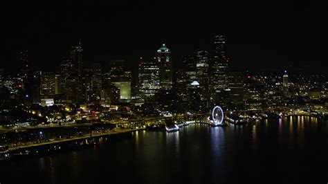 5K Stock Footage Aerial Video Bird S Eye Of Seattle Great Wheel And