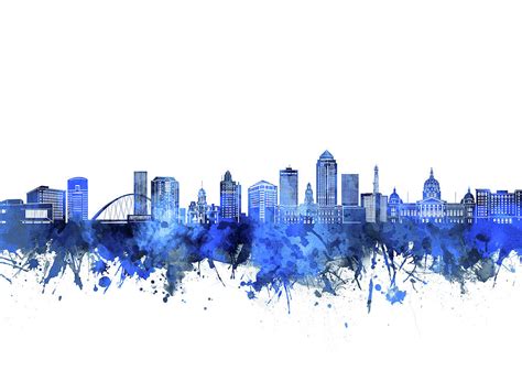 Des Moines Skyline Blue Digital Art By Bekim M Fine Art America