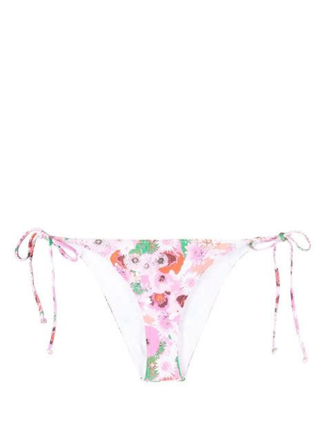 Ganni Floral Print String Bikini Bottoms Farfetch