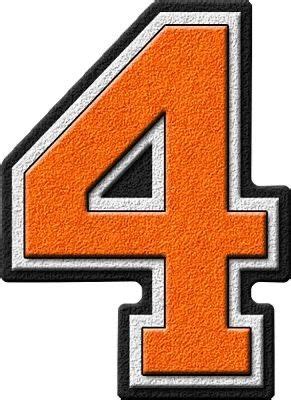 Presentation Alphabets Orange Varsity Numeral 4 Varsity Letter