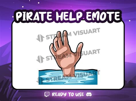 Pirate Help Twitch Emote Discord Emoji Kick Subscriber Hand Drowning