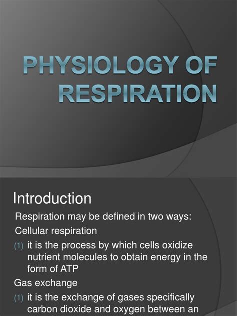 Physiology of Respiration | PDF | Exhalation | Breathing