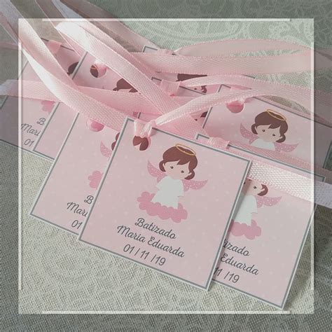 Tags Para Batizado Menina Anjinho Rosa Elo Produtos Especiais