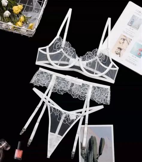 Soft Ultra Thin Mature Lady Stripper See Through Lace Bra And Thong Sexy Lingerie Set