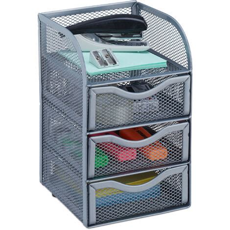 Relaxdays Organizer Portaoggetti Da Scrivania 3 Cassetti Box Per