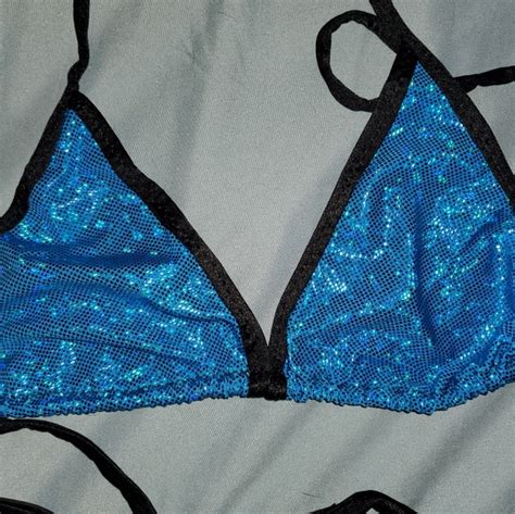 Handmade By Fluid Designs Swim Sparkly Rave Tritop Legal Thong Bottom Bikini Poshmark