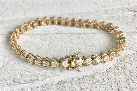 Heart Tennis Bracelet 925 Gold Vermeil Overlay Vintage Hearts Etsy