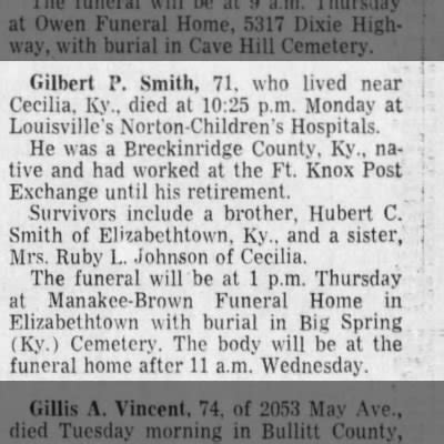 Obituary For Gilbert P Smith Aged 71 Newspapers