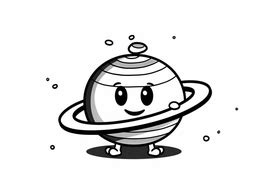 Saturn Drawing To Color, Easy For Children - Coloring Page