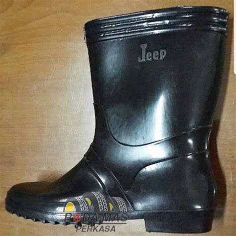 Jual Sepatu Boot Jeep Karet Hitam Pendek Boots Kerja Proyek Anti Air