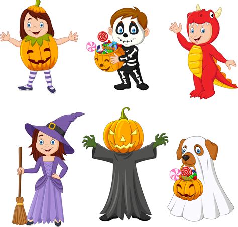 Cartoon happy kids with Halloween costume 8604922 Vector Art at Vecteezy