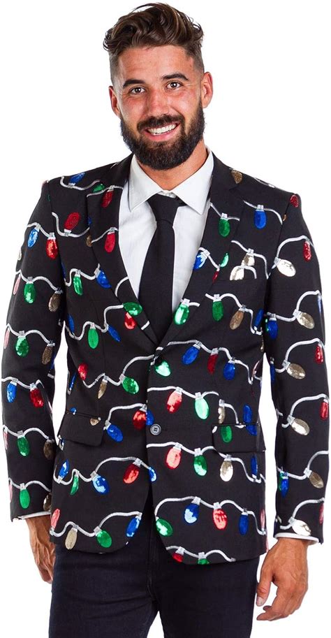 Mens Sequin String Of Lights Christmas Suit Separates Holiday Blazer