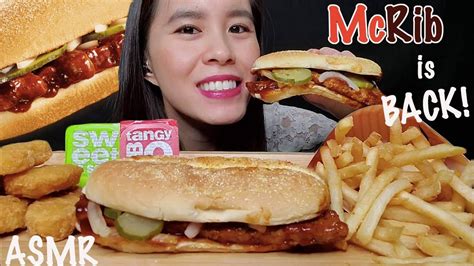 ASMR McDonald s McRib CHICKEN NUGGETS FRIES MUKBANG 먹방 EATING