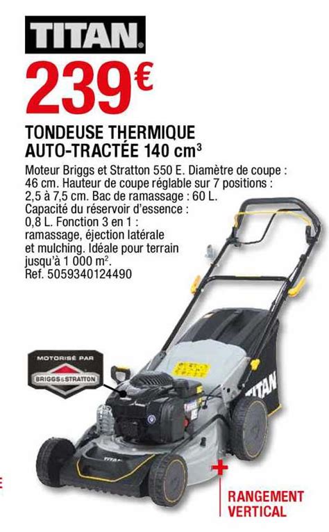 Promo Tondeuse Thermique Auto Tract E Cm Chez Brico D P T