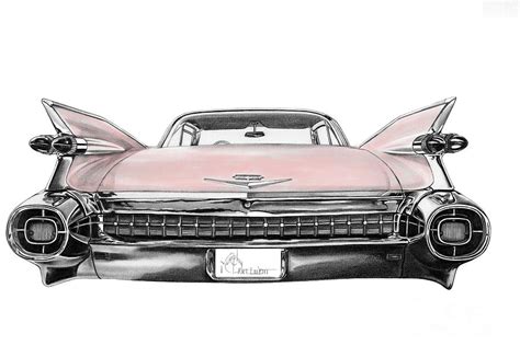 Pink Cadillac Drawing By Murphy Elliott