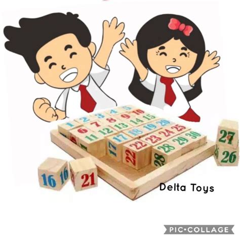 Mainan Edukasi Anak Balok Angka Kayu Pinus Block Wooden Number 1 30