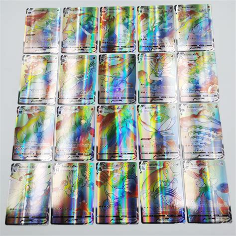 Holographic Pokemon Cards Vstar Vmax Gx In English Letter With Rainbow