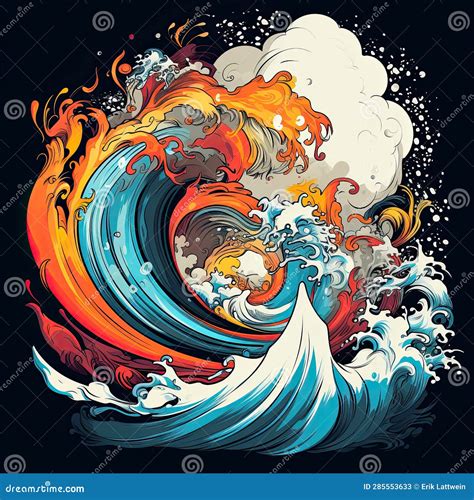 Ocean Wave Clip Art or T-Shirt Design Stock Illustration - Illustration ...