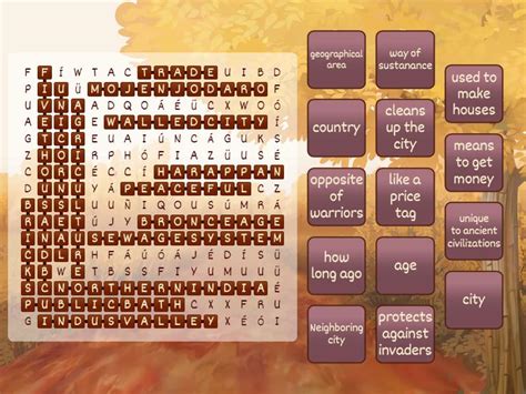 Indus Valley Civilizations Wordsearch