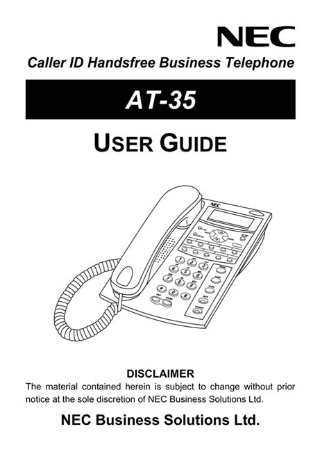 Nec Phone System User Manual