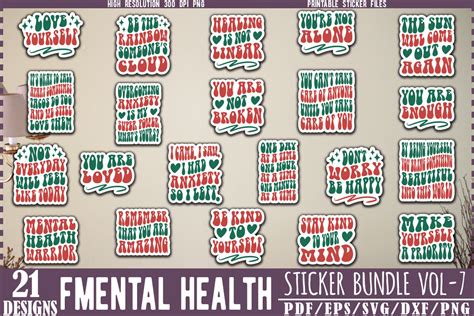 Mental Health Sticker Bundle Vol 7 Graphic By Creativekhadiza124 · Creative Fabrica