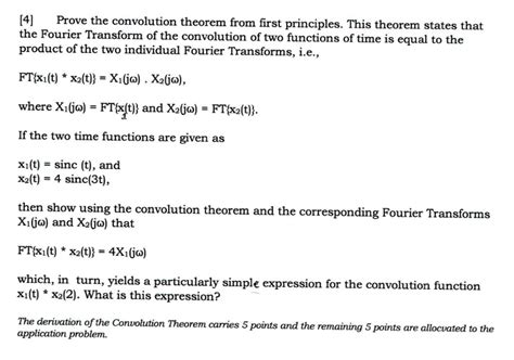 Solved Prove The Convolution Theorem From First Principles This